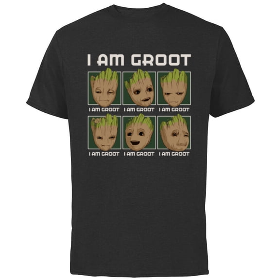 Marvel I Am Groot Guardians of the Galaxy Moods of Groot - Short Sleeve Cotton T-Shirt for Adults - Customized-Black