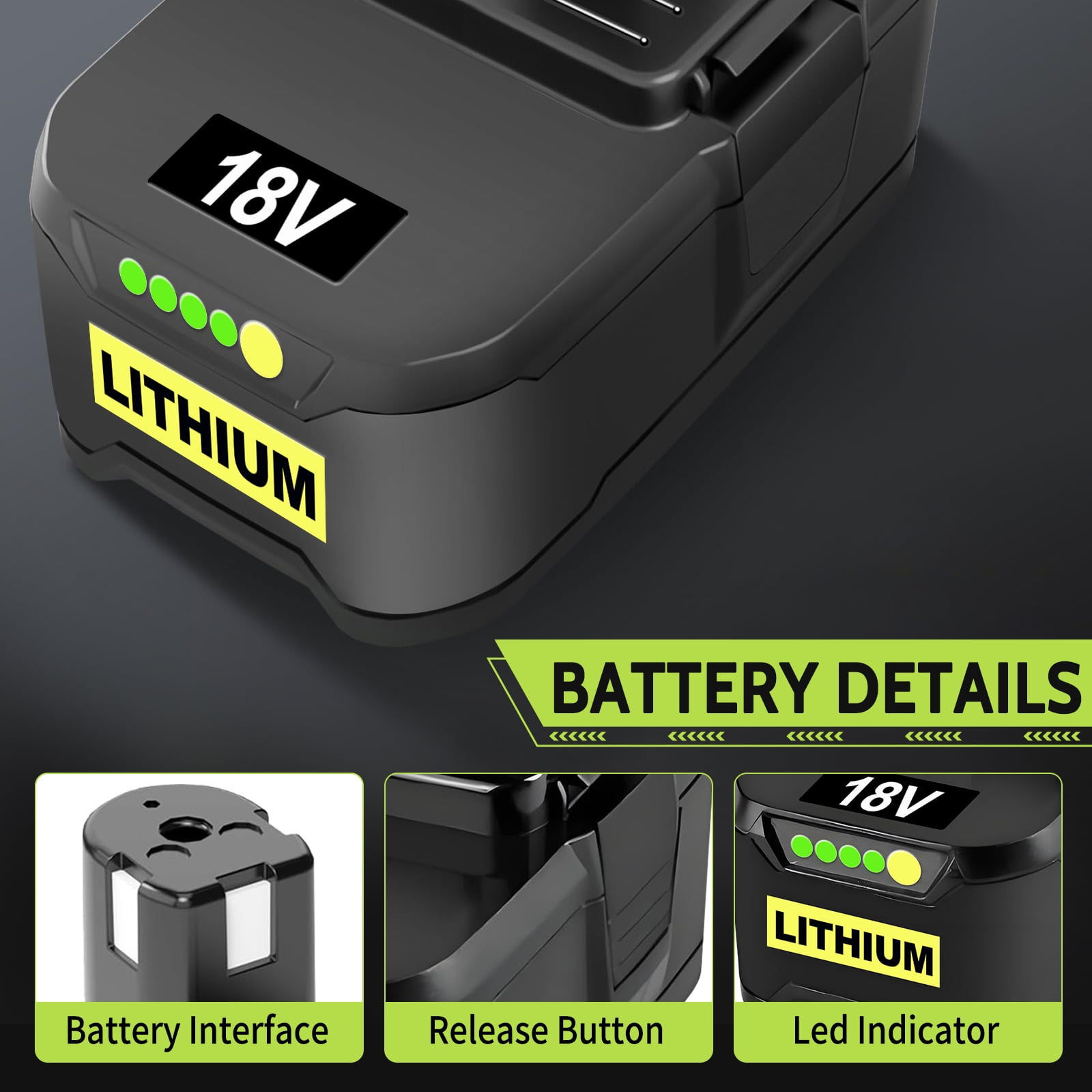 1 Pack 8.0Ah Replacement for Ryobi 18V Battery Compatible with Ryobi Battery 18V Fits for Ryobi Battery P102 P103 P104 P105 P107 P108 P109 P190 P122 with LED