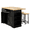 Black, variant on ROGALIS 47"Kitchen Island with 2 Chair, Stationary Island Table with Power Outlet, USB Ports, Spice Rack, Trash Cabinet, and Foldable Drop Leaf for Home Bar or Dining Room,Black