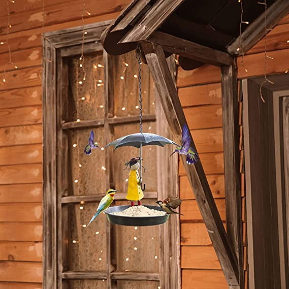 Girls and Umbrella Bird Feeder for Wild Birds, 2022 New Creative Wild Bird Feeders, Funny