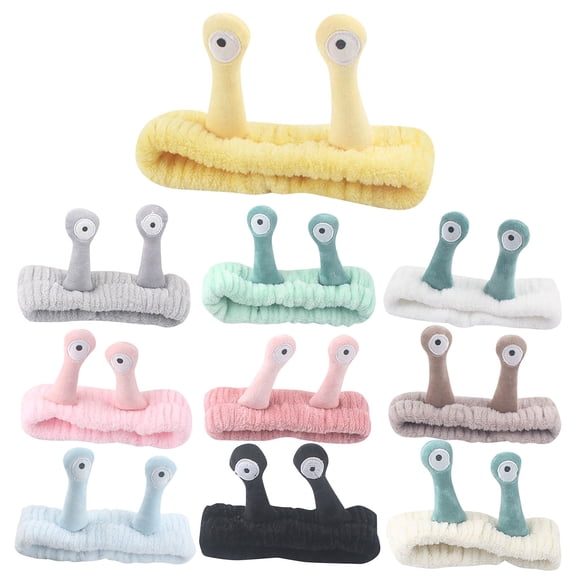 WHEANG Cute Headbands Solid Color Soft Fuzzy Face Wash Plush Snail Headband Fluffy Skincare Makeup Shower Hair Holder Stretchy Comfortable Hair Accessory Yellow