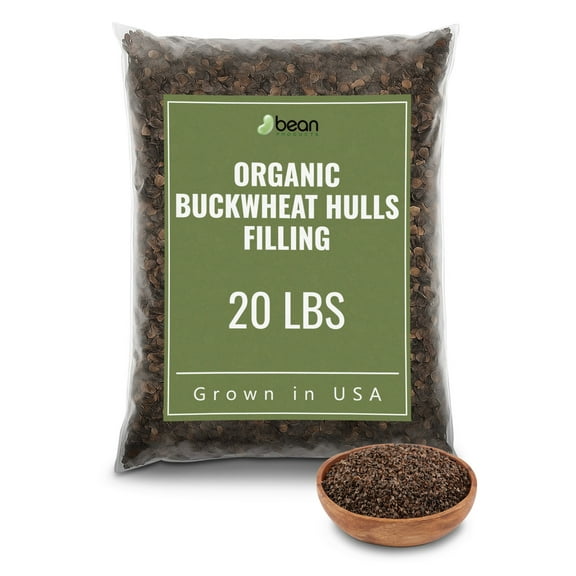 Organic Buckwheat Hulls Filler for Pillows, Yoga Zafus, and Cushions – Grown and Processed in USA, 20 LBS Pillow Filling