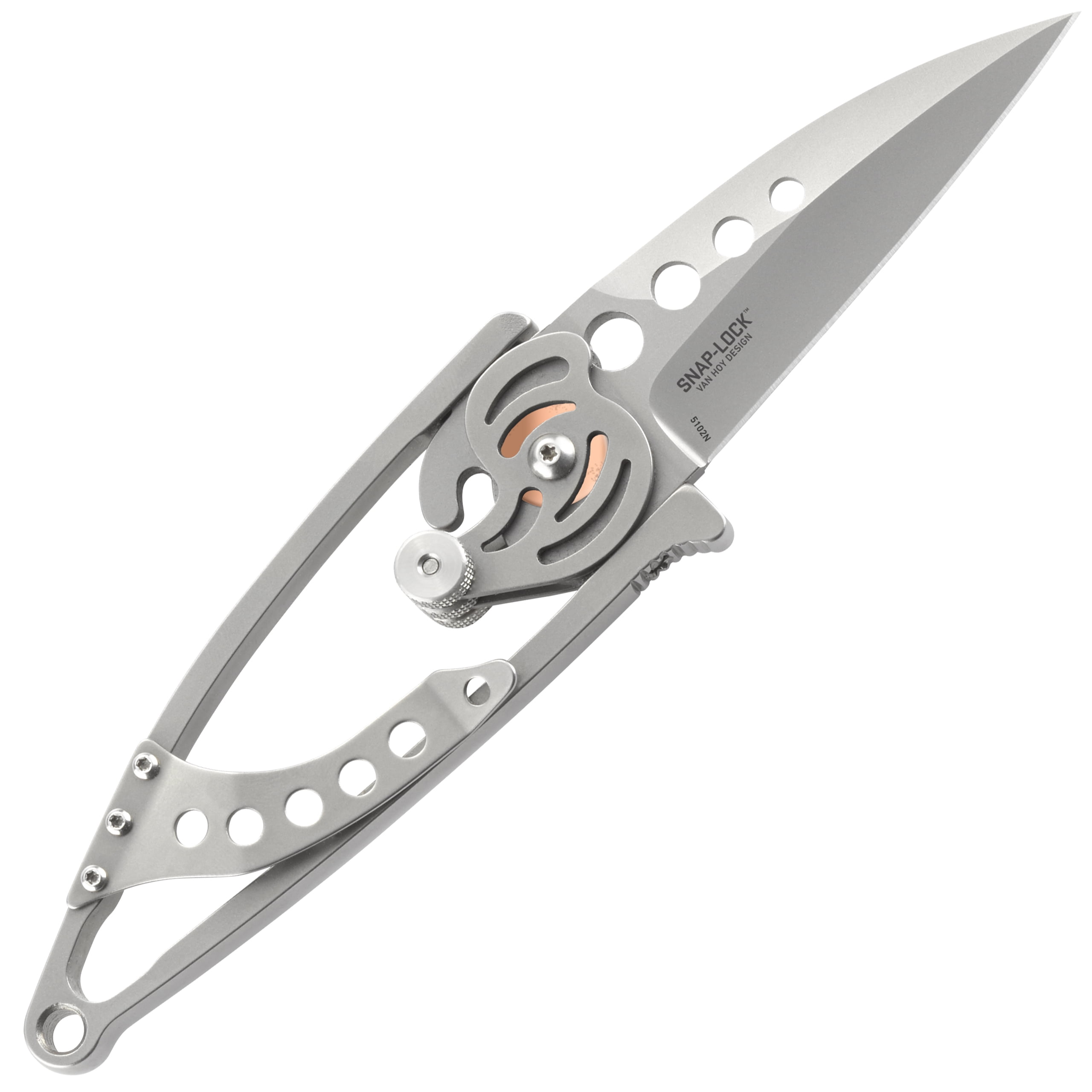 CRKT Snap Lock Everyday Carry EDC Pocket Folding Knife with Snap Lock: Stainless Steel Plain Edge Blade, Stainless Steel Handle, Pocket Clip, 5102N