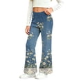 thumbnail image 4 of Auroural Loose Pants for Toddler Girls 3T Kids Girls Cute Flower Lace Print Soft Elasticity Casual Flared Trousers Pants, 4 of 8