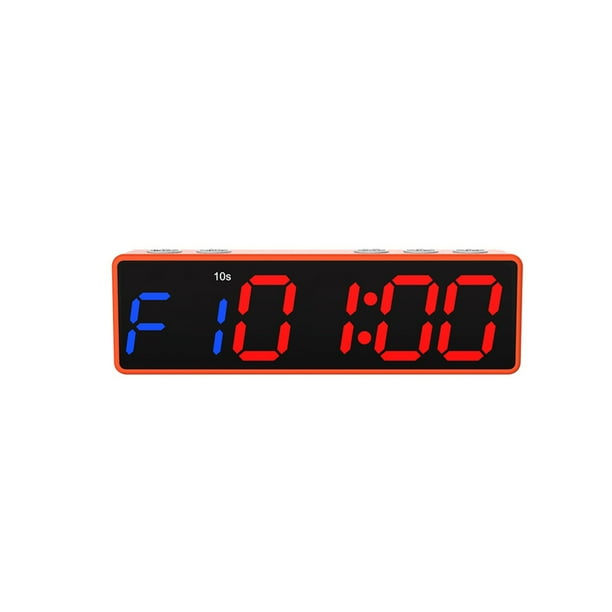 Moyic Reloj de gimnasio ABS con bateria potente temporizador magnetico con Control remoto relojes de gimnasio para gimnasio en casa Electronica marco naranja Fuente azul y roja. Walmart en linea