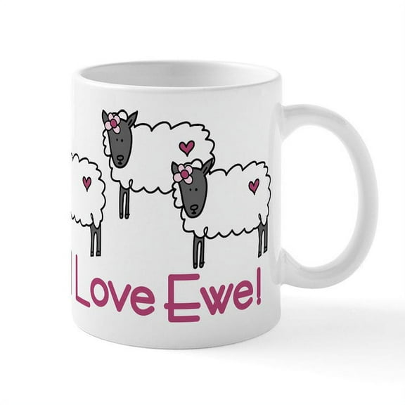 CafePress - I Love Ewe Mug - 11 oz Ceramic Mug - Novelty Coffee Tea Cup