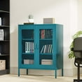 thumbnail image 5 of Blue Metal Cabinet,Metal Locker Storage Cabinet with Mesh Doors and Shelves,3-Tier Office Cabinet,Metal Storage Cabinet,Liquor Cabinet,Sideboard for Home Office,Kitchen,Coffee Bar, 5 of 12