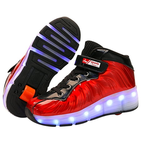 

Frcolor Shoes Kids Led Roller Usb Light Up Sneakers Rechargeable Wheel Flash Children Sports