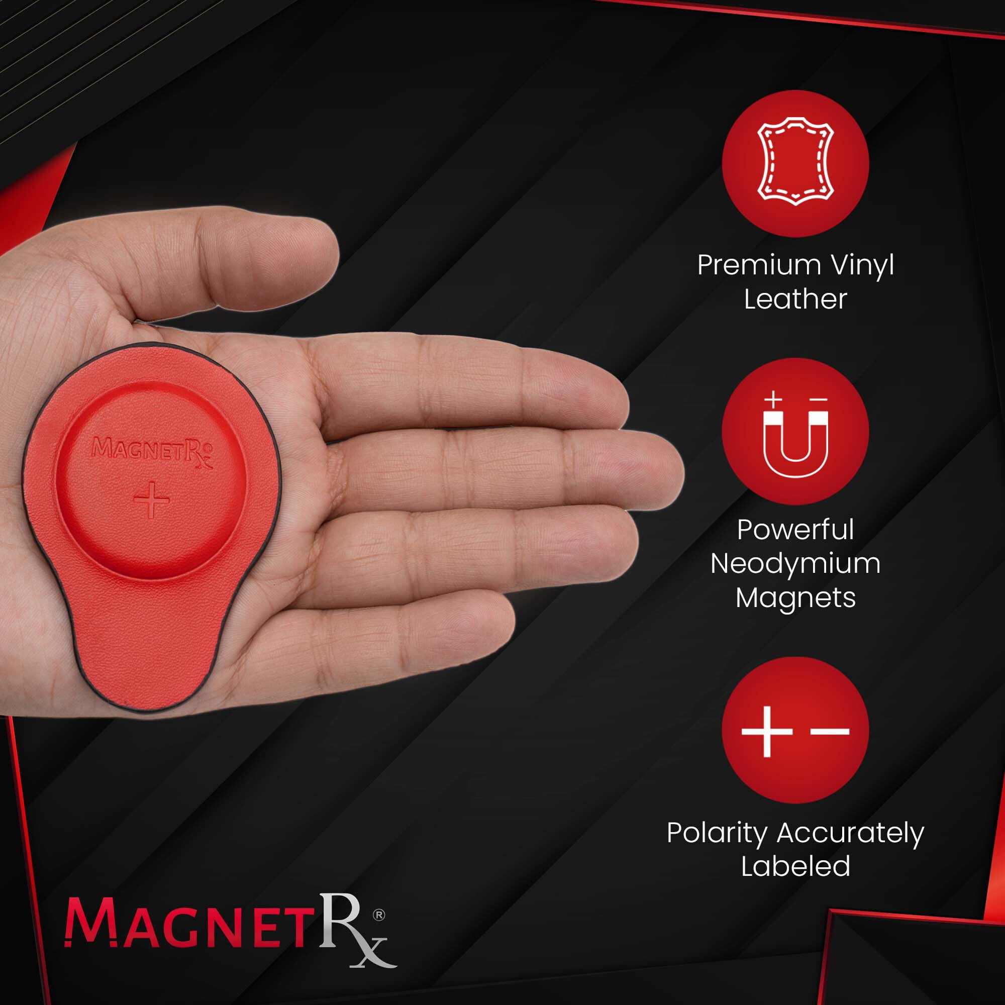 Biomagnetic Therapy Magnet Set — Neodymium  Leather (2 Medium Magnets)