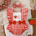 thumbnail image 2 of Ketyyh-chn99 Girls Clothes 1st Birthday Girl Gifts Baby Girl Summer Outfit Embroidery Plaid Ruffle Sleeveless Romper Bodysuit Newborn Clothes Headband Size for 12-18 Months,Red, 2 of 6
