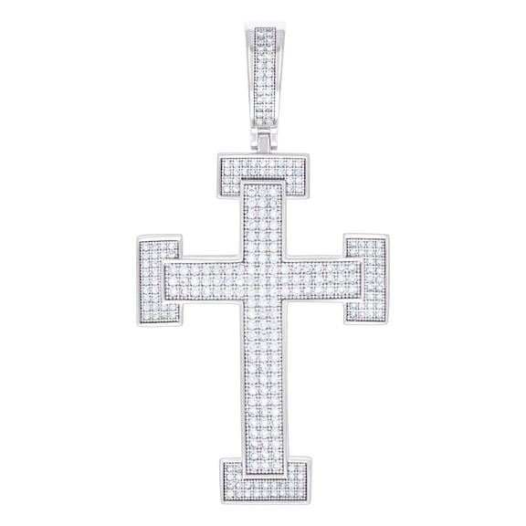 925 Sterling Silver Men 1.56ct Moissanite Cross Religious Charm Pendant 60x31.1mm Wide Necklace for Men
