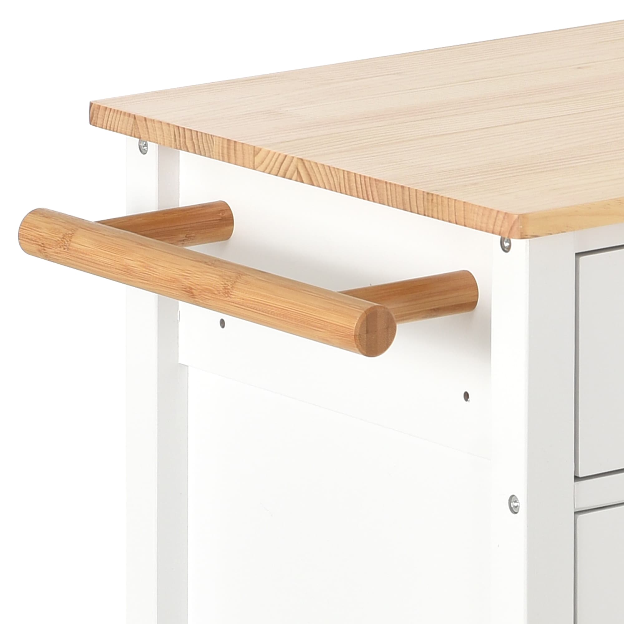 MAYEERTY Kitchen Island Cart with Solid Wood Top & Locking Wheels (H Width) - 4-Door Cabinet