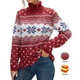 thumbnail image 4 of Asklazy Women's Turtleneck Sweater Long Sleeve Cozy Warm Casual Lightweight Soft Pullover Jumper Tops,Christmas Snowflake Red,3XL, 4 of 9
