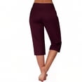 thumbnail image 2 of TaTaai Women's Side Slit Yoga Capri Pants High Waist 7/8 Length Stretchy Work Pants Non See Through Casual Lounge Bottoms Tummy Control Gym Gift, 2 of 7