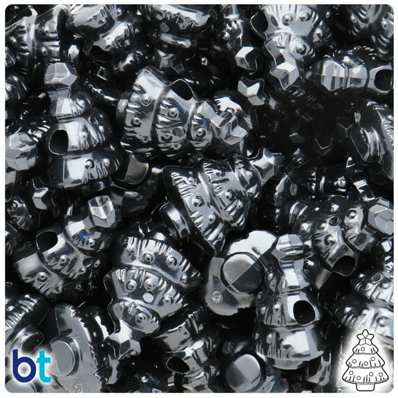BeadTin Black Opaque 25mm Christmas Tree Pony Beads (24pcs)