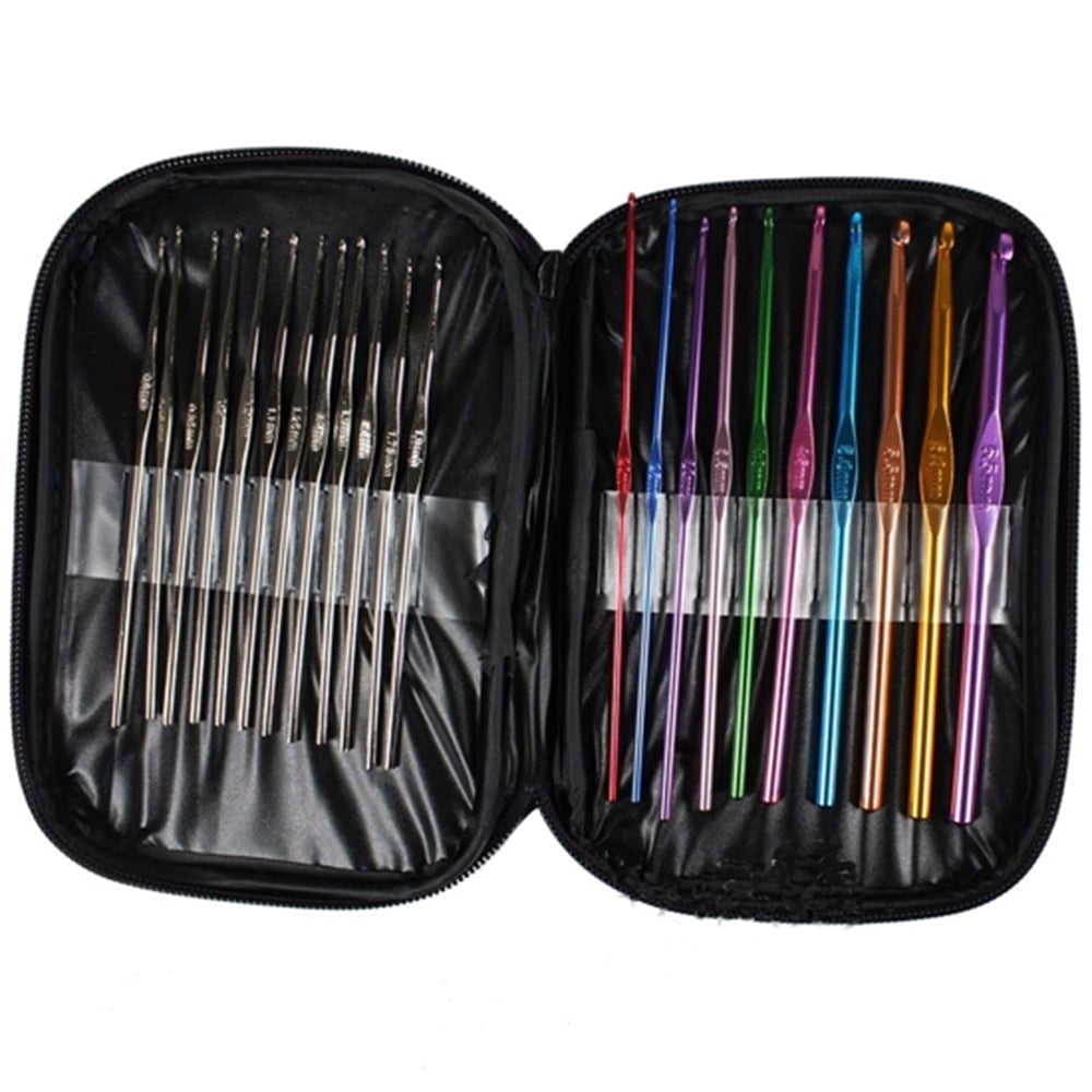 Multi-colour Aluminum Crochet Hooks Needles Knit Weave Craft Woolen Yarn 22pcs