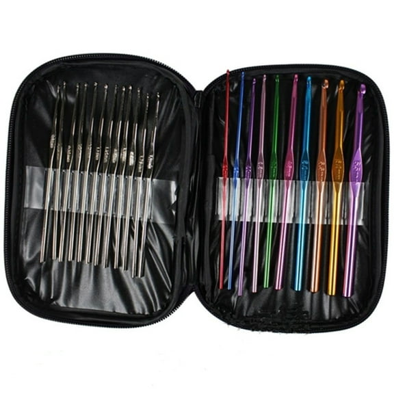 Multi-colour Aluminum Crochet Hooks Needles Knit Weave Craft Woolen Yarn 22pcs