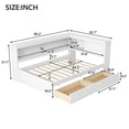 thumbnail image 3 of Full Size Wood Daybed with Storage Shelves, USB, LED, and 2 Drawers, White, 3 of 5