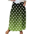 thumbnail image 2 of Maoxin Skirts for Women Women's Printed Elastic Waistband Pleated Pocket Skirt With Mid Calf Skirt ,Green,L, 2 of 5