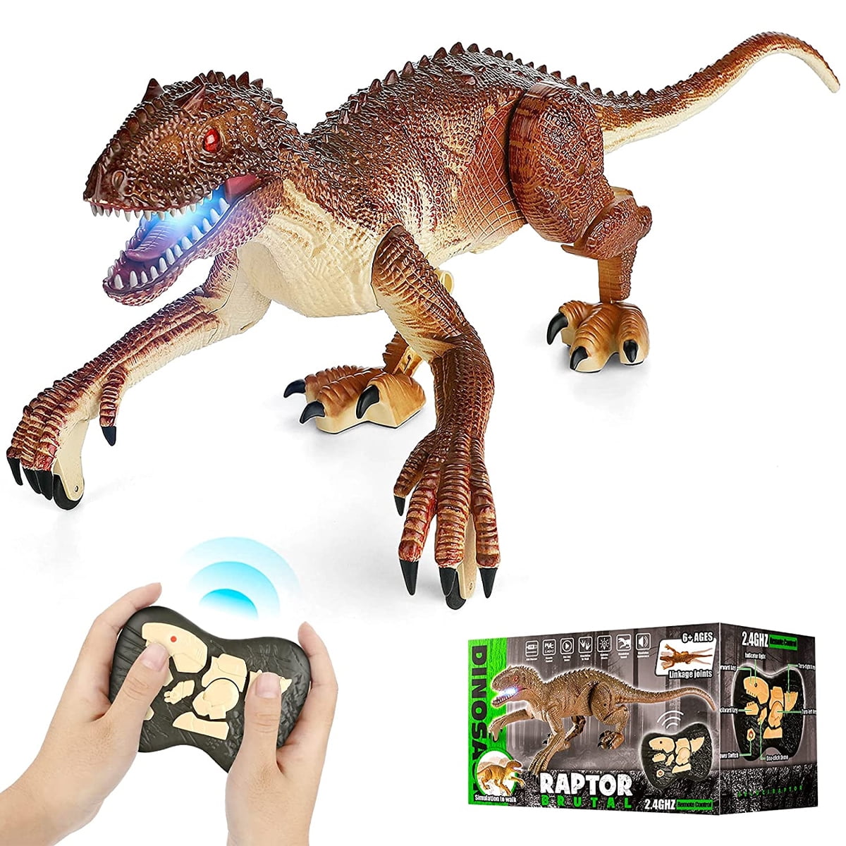 Remote Control Dinosaur, RC Dinosaur Toys with LED Light & Sound
