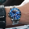 thumbnail image 6 of OLEVS Watches for Men Business Dress Luxury Casual Analog Quartz Stainless Steel Waterproof Luminous Date Men Wrist Watches reloj para hombre Blue Dial, 6 of 13