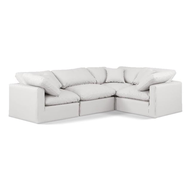 Meridian Furniture Indulge 105" Cream Vegan Leather L-Shaped Modular Sectional
