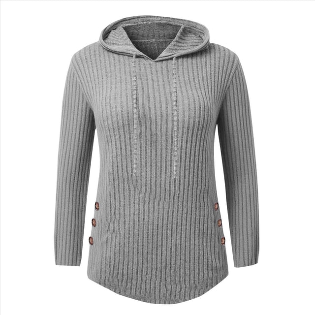 Sudaderas con Capucha para Mujer, Sudaderas de Gran Tamaño, Camisetas de Larga, Suéteres, Suéteres de Otoño, Tops. Gris S