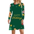 thumbnail image 1 of Vestido estampado de estilo navideño para mujer, Otoño Invierno, manga larga, cuello redondo, informal, suelto, corte en A, vestido de fiesta de año nuevo para mujer, 1 of 4