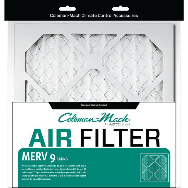 Coleman Mach Air Conditioner Filter 8430-3823 Replacement For Coleman Ducted Ceiling Assemblies; 12 Inch Length x 12 Inch Width; MERV9 Rating; Set Of 2