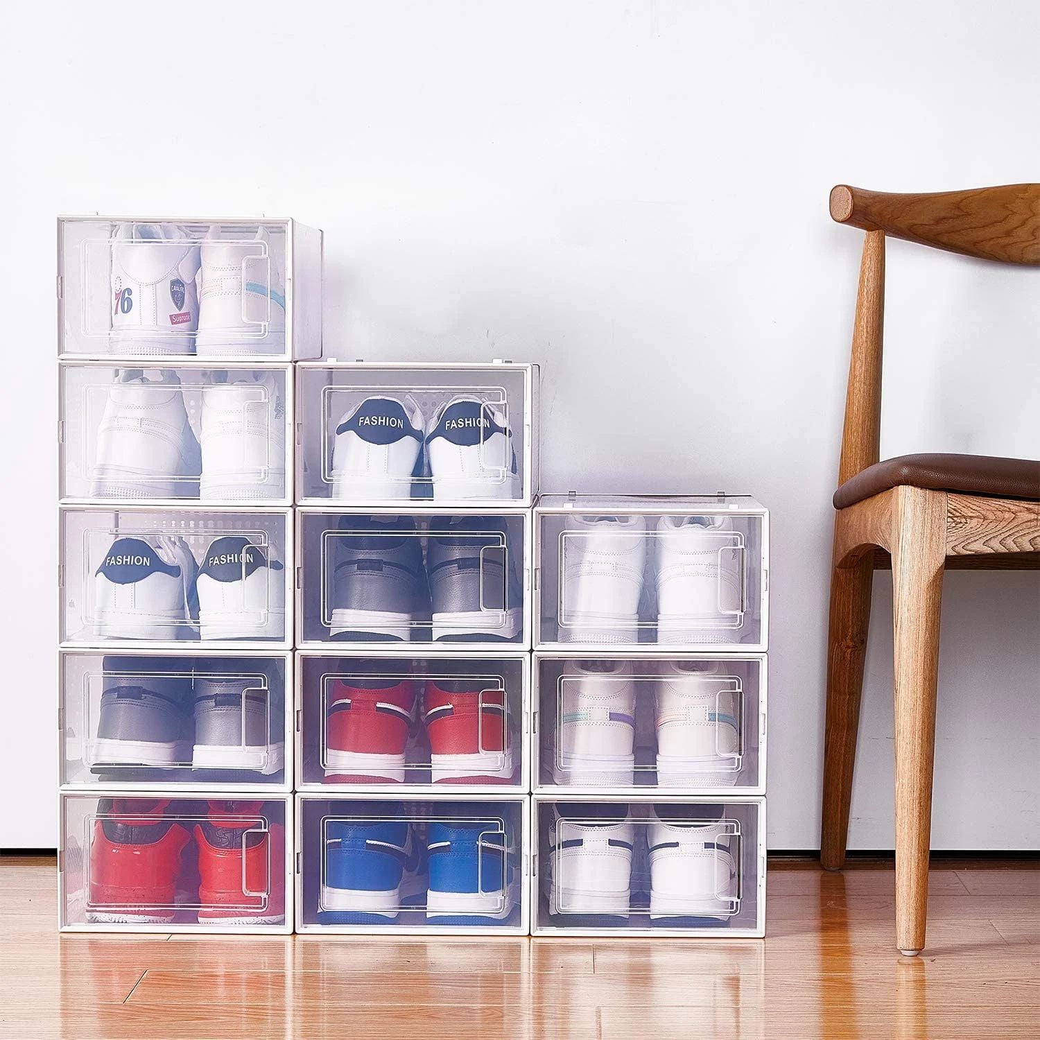 Shoe Box, Stackable Clear Shoe Storage Box Storage Bins Shoe