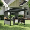 thumbnail image 2 of 9X10FT Hardtop Grill Gazebo, Lean to Outdoor BBQ Gazebo with Storage Shelves and Expansion Platform, Galvanized Steel Permanent Hard top Grill Canopy for Patio Backyard Lawn Garden -Grey, 2 of 5