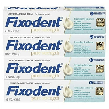 Fixodent Pure Strength Secure Denture Adhesive 2.4oz Pack of 4