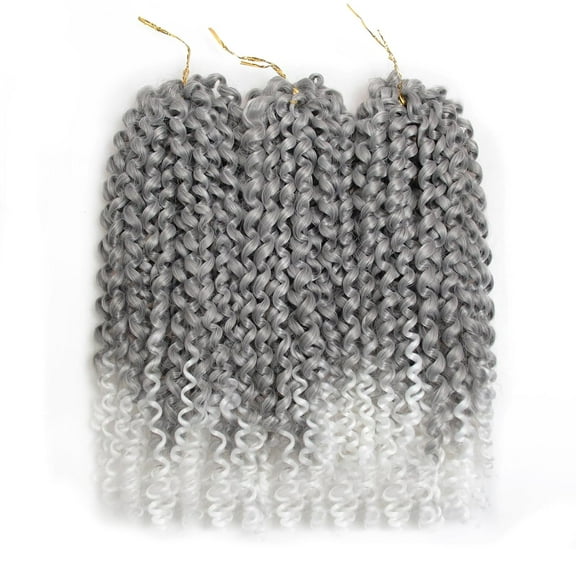WEIF-Curly Crochet Hair GoGo Curl Crochet hair for Women Deep Wave Braiding hair,Synthetic Bohemian Crochet Braid Water Wave Crochet hair Extensions(Grey/White, 12inch)