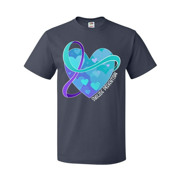 Inktastic Suicide Prevention Awareness Purple and Teal Heart Ribbon T-Shirt