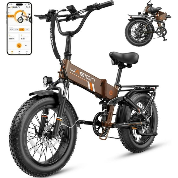 Jasion Hunter Pro Electric Bike for Adults, 1000W Folding Ebike with 48V 15AH Removable Battery, 20" x 4.0 Fat Tire Foldable Electric Bicycle, 80 Miles Range, App Control, UL 2849