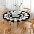 thumbnail image 3 of Black White Tie Dye Mandala Pattern Round Fitted Tablecloth with Elastic Edge,Dining Table Cover Waterproof,Outdoor Round Tablecloth for Camping,Dining,Indoor and Outdoor, 3 of 7