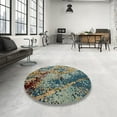 thumbnail image 3 of Ahgly Company Indoor Round Abstract Light Black Abstract Area Rugs, 4' Round, 3 of 6