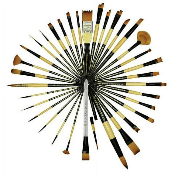 Dynasty Black Gold Brush - Deerfoot, Short Handle, Size 3/8"