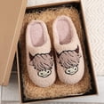 thumbnail image 4 of ZELAND Highland Cow Print Fuzzy Winter House Slippers for Men & Women - Warm, Non-Slip, Holiday Gift Indoor Shoes, 4 of 5