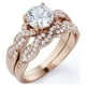 thumbnail image 1 of Conjunto nupcial JeenMata de moissanita de corte redondo de 1,25 quilates - Conjunto nupcial - Anillo infinito - Anillo para siempre - Anillo de promesa - Chapado en oro rosa, 1 of 6