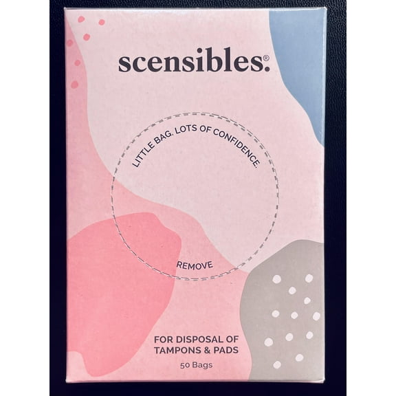 Scensibles Personal Disposal Bags (Box of 50) for Tampons, Sanitary Pads, Panty Liners, Menstrual Care and Hygiene Products