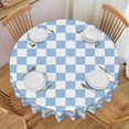 thumbnail image 2 of Checkered Round Table Cloth, Classic Blue Checkerboard Tablecloth for Picnic, Racing Party, Dinner Table Cover, Waterproof Washable Wrinkle Resistant 60''''x60'''', 2 of 6