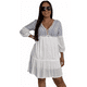 thumbnail image 1 of Vestido blanco con bordados azules Cklass TALLA grande, 1 of 3