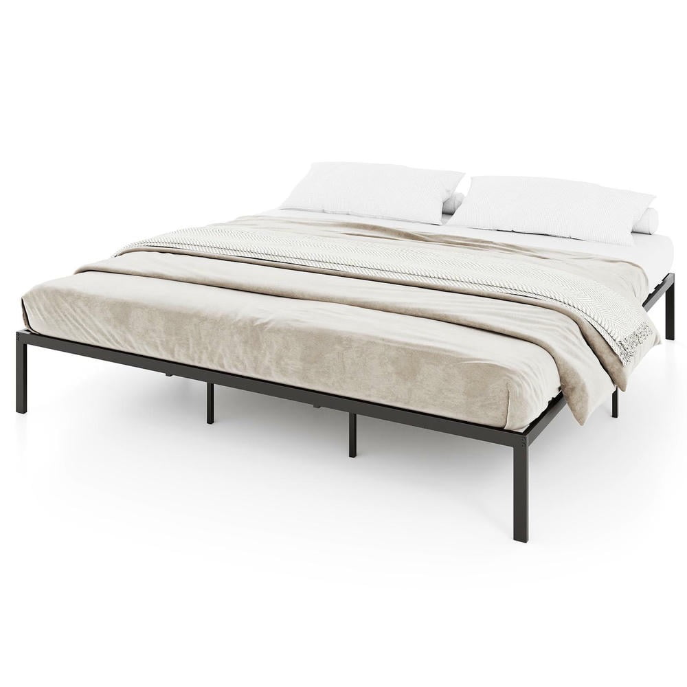 Barara King Metal Bedroom Bed Frame with Heavy Duty Support Slats Mattress Foundation, King Size Bed Platform Frame for Apartment, Bedroom, Black