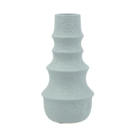 A&B Home Multi-Tiered Blue Ceramic Vase with Ridged Design - D5x10.5"