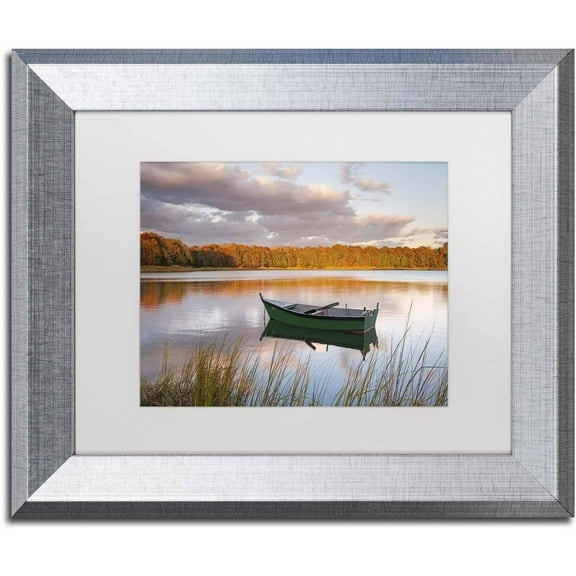 Trademark Fine Art 'Boat on Salt Pond' Canvas Art by Michael Blanchette Photography, White Matte, Silver Frame