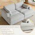 thumbnail image 4 of DREAMSIDEA Sea Salt Grey Chaise Lounge Indoor Furniture Upholstered Sofa Corduroy Couch Bed with Armrest for Living Room,Bedroom, 4 of 6
