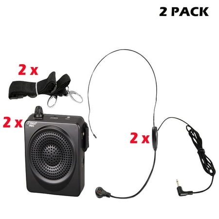(Pack of 2) New Compact And Portable PA Speaker System Voice Amplifier And Headset with Built-in Rechargeable Battery And MP3/USB
