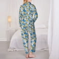 thumbnail image 6 of Goofa Flower and Sail Boat Printed Women’s 2 Piece Pajama Set Super,Pajamas Women's Long Sleeve Sleepwear Soft Button Down Loungewear Pjs Lounge Set Nightwear-, 6 of 9