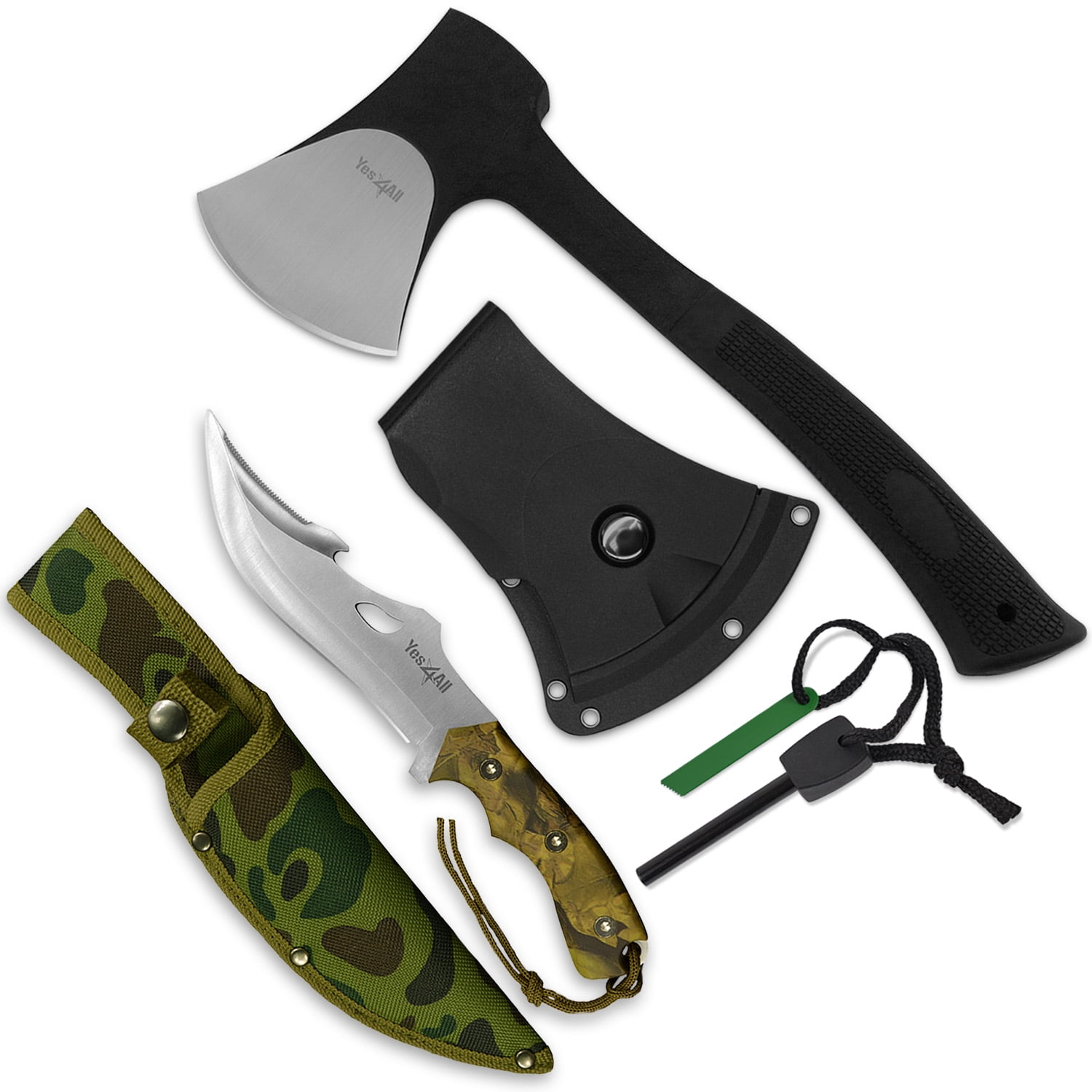 Yes4All Camping Axe and Knife Kit with Sheath & Fire Starter Survival